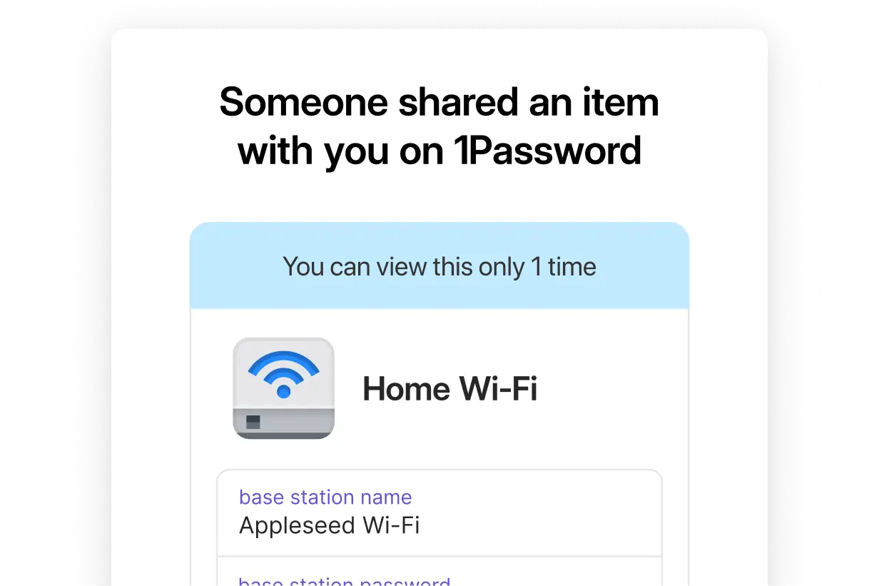 1Password Secure Item Sharing with Expiration and Email Verification