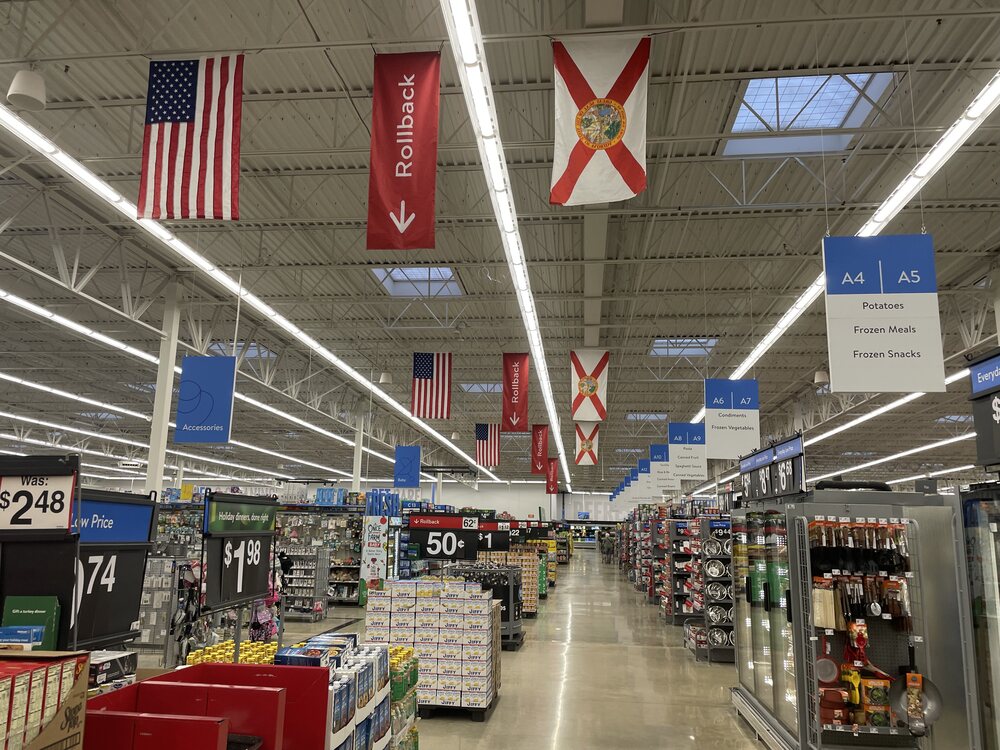 Walmart Supercenter Interior Department and Grocery Section
